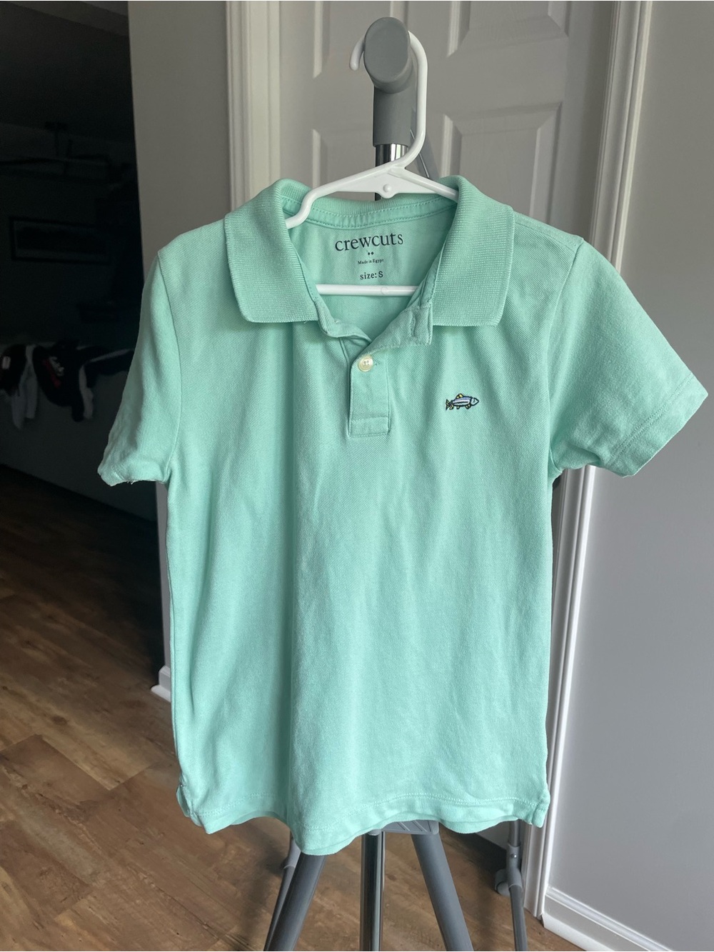 Crewcuts Mint Polo Shirt with Embroidered Fish